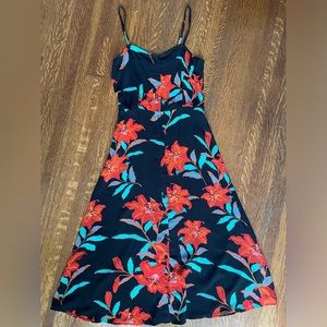 Parisian cami strap midi dress in tropical floral